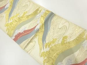 アンティーク　遠山に松模様織出し袋帯（材料）